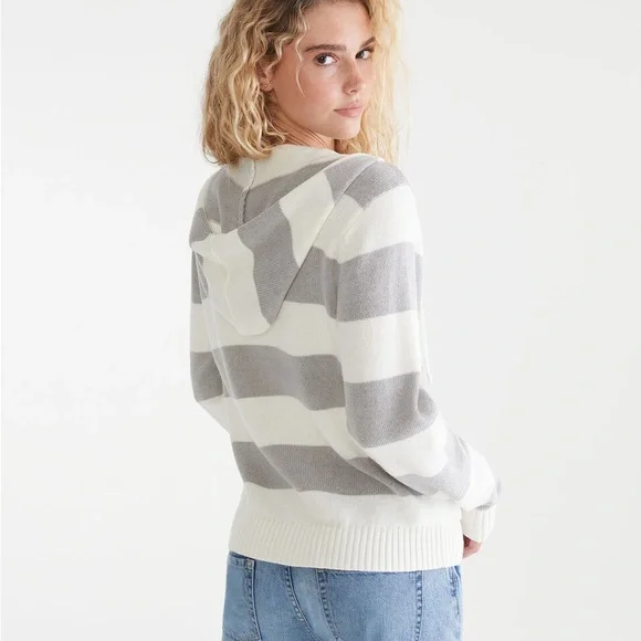 Aeropostale Stripe Rugby Full-Zip Sweater Hoodie & Cami Bundle Women's Size S - Picture 2 of 11